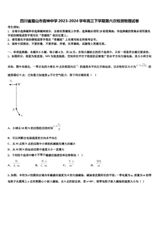 四川省眉山市青神中学2023-2024学年高三下学期第六次检测物理试卷含解析.doc