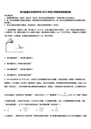 四川省眉山市青神中学2024年高三考前热身物理试卷含解析.doc