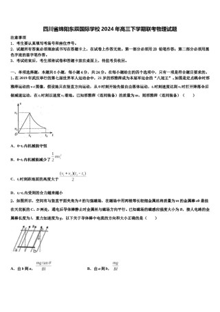 四川省绵阳东辰国际学校2024年高三下学期联考物理试题含解析.doc