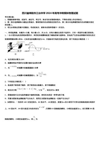 四川省绵阳市三台中学2024年高考冲刺模拟物理试题含解析.doc