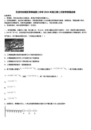 天津市东丽区军粮城第二中学2024年高三第二次联考物理试卷含解析.doc