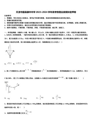天津市蓟县康中中学2023-2024学年高考物理全真模拟密押卷含解析.doc