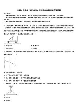 宁夏大学附中2023-2024学年高考考前模拟物理试题含解析.doc
