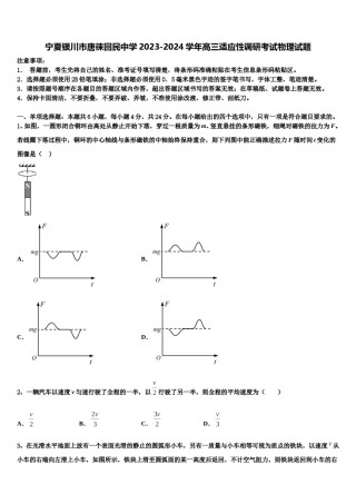 宁夏银川市唐徕回民中学2023-2024学年高三适应性调研考试物理试题含解析.doc