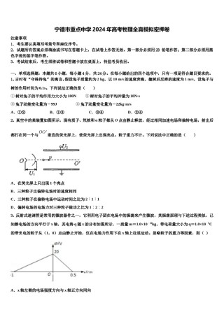 宁德市重点中学2024年高考物理全真模拟密押卷含解析.doc