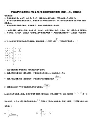 安徽合肥市华泰高中2023-2024学年高考冲刺押题（最后一卷）物理试卷含解析.doc