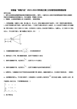 安徽省“皖南八校”2023-2024学年高三第二次诊断性检测物理试卷含解析.doc