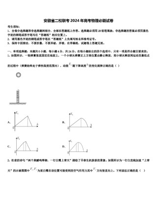 安徽省二校联考2024年高考物理必刷试卷含解析.doc