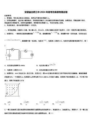 安徽省合肥三中2024年高考仿真卷物理试卷含解析.doc