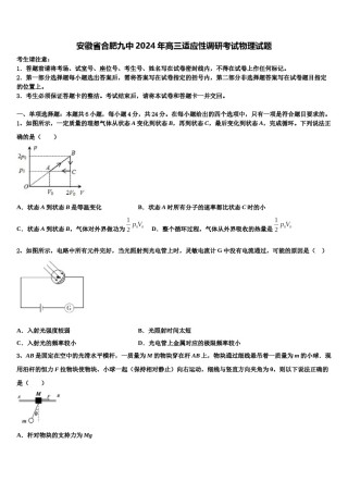 安徽省合肥九中2024年高三适应性调研考试物理试题含解析.doc