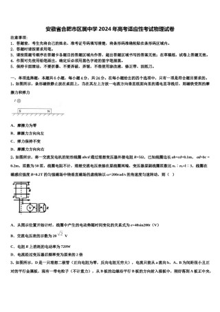 安徽省合肥市区属中学2024年高考适应性考试物理试卷含解析.doc