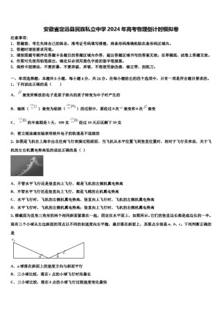安徽省定远县民族私立中学2024年高考物理倒计时模拟卷含解析.doc