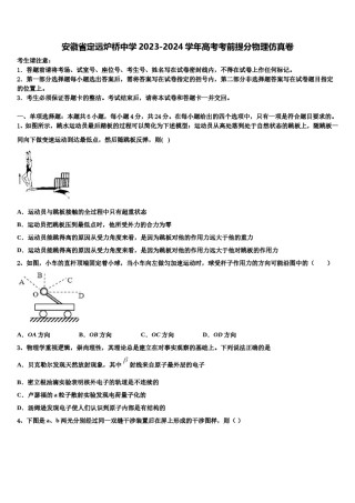 安徽省定远炉桥中学2023-2024学年高考考前提分物理仿真卷含解析.doc