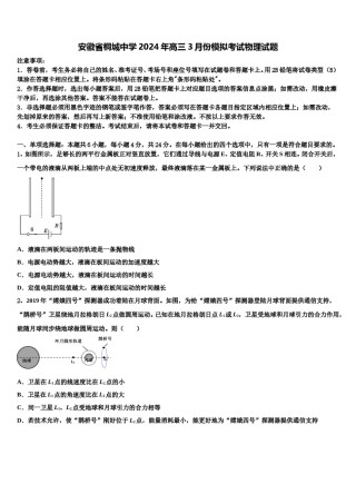 安徽省桐城中学2024年高三3月份模拟考试物理试题含解析.doc