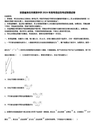 安徽省淮北市濉溪中学2024年高考适应性考试物理试卷含解析.doc
