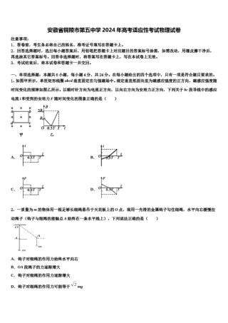 安徽省铜陵市第五中学2024年高考适应性考试物理试卷含解析.doc