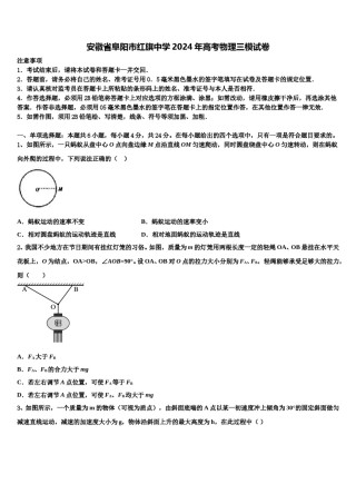 安徽省阜阳市红旗中学2024年高考物理三模试卷含解析.doc
