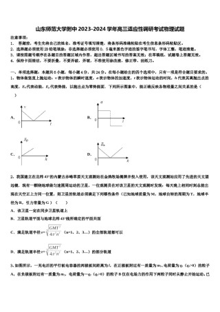 山东师范大学附中2023-2024学年高三适应性调研考试物理试题含解析.doc