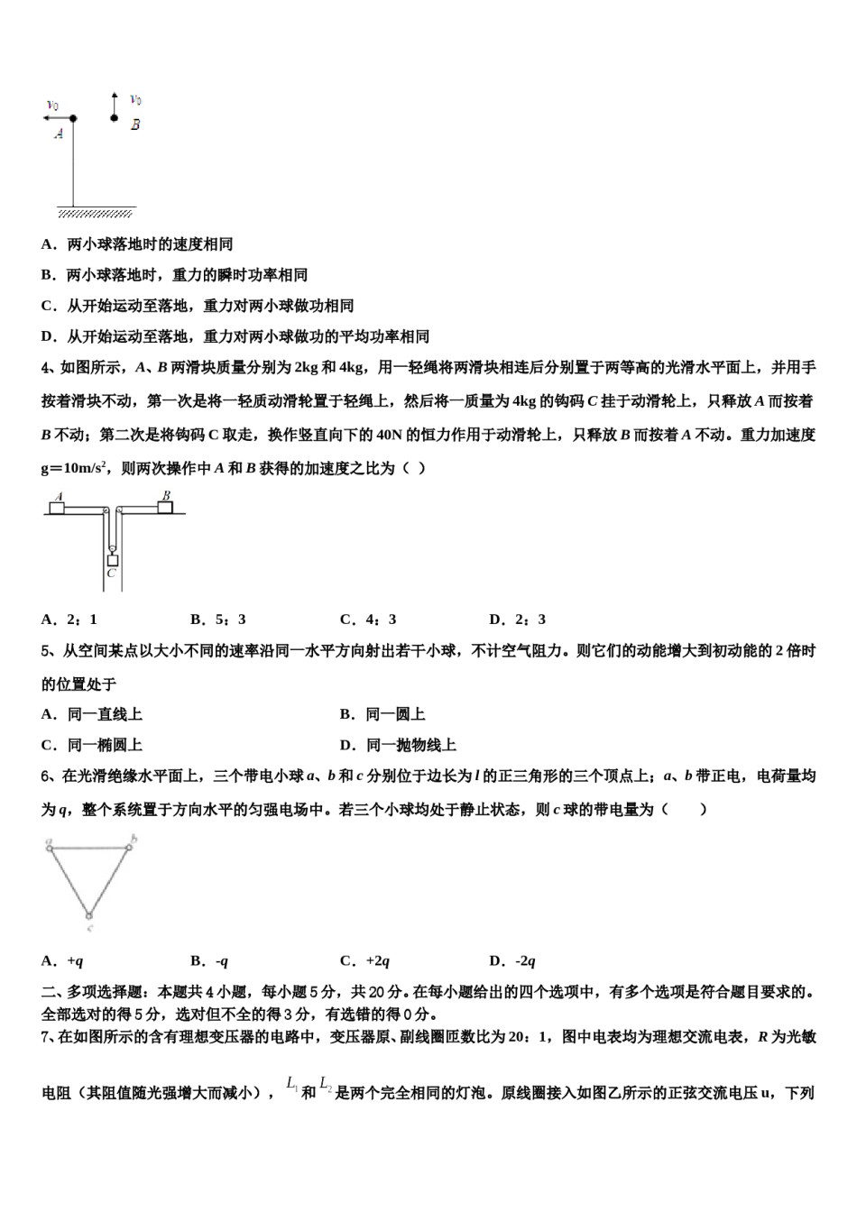 山东济南外国语学校、济南第一中学2023-2024学年高考压轴卷物理试卷含解析.doc_第2页
