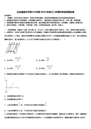 山东省临沂市第十九中新2024年高三二诊模拟考试物理试卷含解析.doc