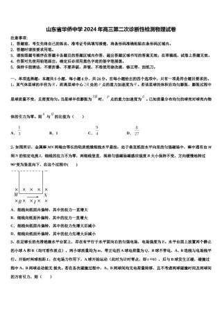 山东省华侨中学2024年高三第二次诊断性检测物理试卷含解析.doc