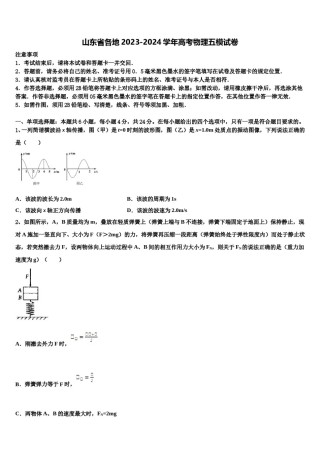 山东省各地2023-2024学年高考物理五模试卷含解析.doc