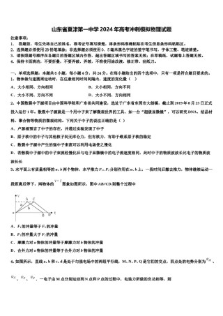 山东省夏津第一中学2024年高考冲刺模拟物理试题含解析.doc