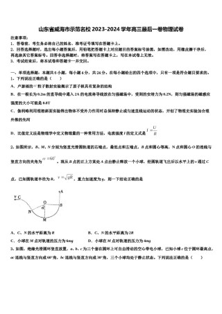 山东省威海市示范名校2023-2024学年高三最后一卷物理试卷含解析.doc