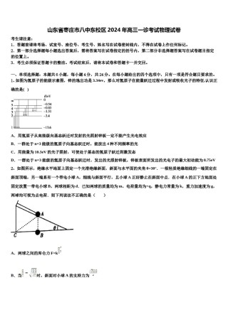 山东省枣庄市八中东校区2024年高三一诊考试物理试卷含解析.doc