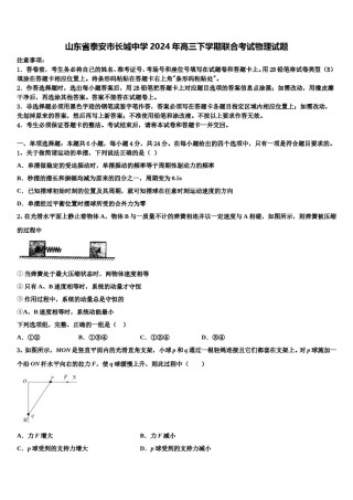 山东省泰安市长城中学2024年高三下学期联合考试物理试题含解析.doc
