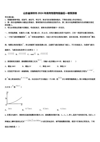 山东省潍坊市2024年高考物理考前最后一卷预测卷含解析.doc