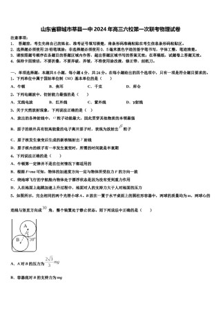 山东省聊城市莘县一中2024年高三六校第一次联考物理试卷含解析.doc