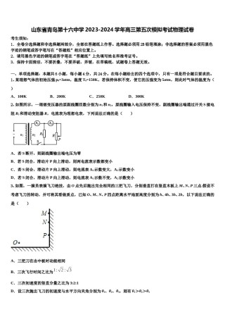 山东省青岛第十六中学2023-2024学年高三第五次模拟考试物理试卷含解析.doc