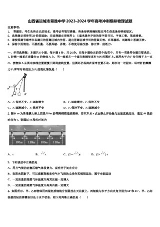 山西省运城市景胜中学2023-2024学年高考冲刺模拟物理试题含解析.doc