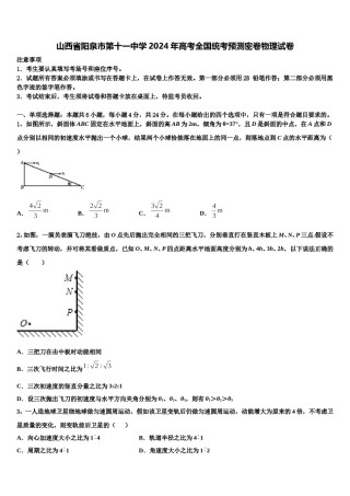 山西省阳泉市第十一中学2024年高考全国统考预测密卷物理试卷含解析.doc