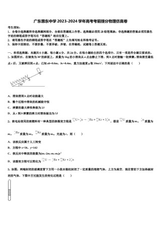 广东惠东中学2023-2024学年高考考前提分物理仿真卷含解析.doc