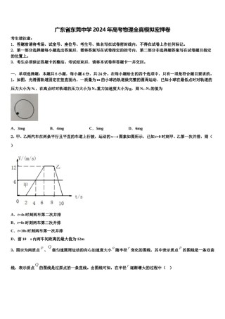 广东省东莞中学2024年高考物理全真模拟密押卷含解析.doc