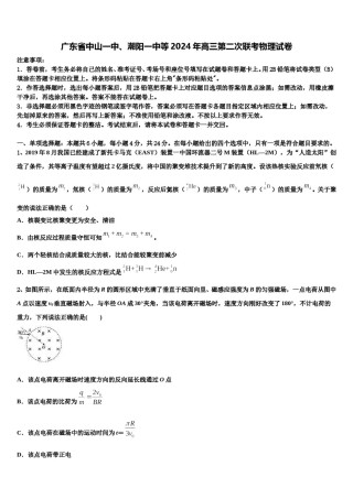 广东省中山一中、潮阳一中等2024年高三第二次联考物理试卷含解析.doc