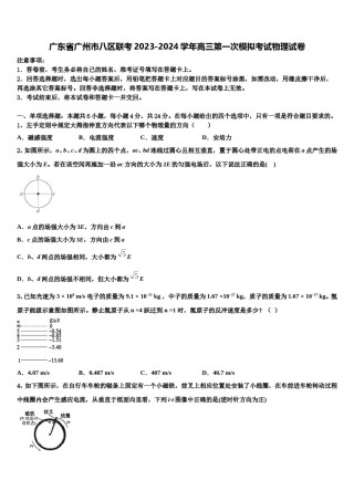 广东省广州市八区联考2023-2024学年高三第一次模拟考试物理试卷含解析.doc