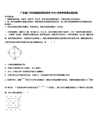 广东省广州市增城区四校联考2024年高考物理必刷试卷含解析.doc