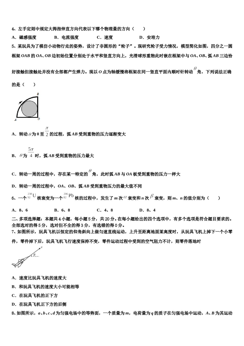 广东省第二师范学院番禺附属中学2023-2024学年高考仿真模拟物理试卷含解析.doc_第2页