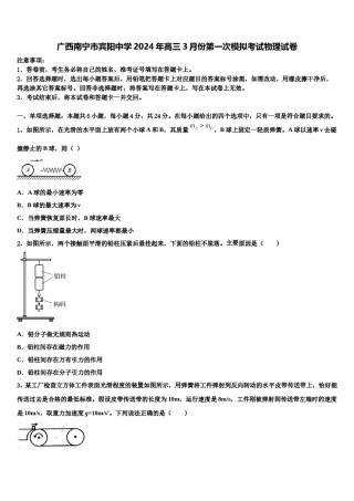 广西南宁市宾阳中学2024年高三3月份第一次模拟考试物理试卷含解析.doc