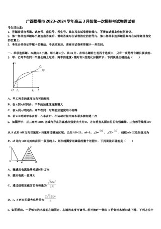 广西梧州市2023-2024学年高三3月份第一次模拟考试物理试卷含解析.doc