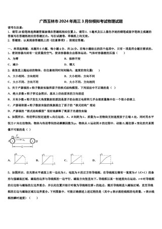 广西玉林市2024年高三3月份模拟考试物理试题含解析.doc