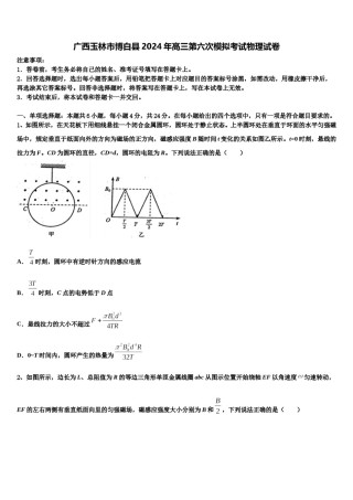 广西玉林市博白县2024年高三第六次模拟考试物理试卷含解析.doc