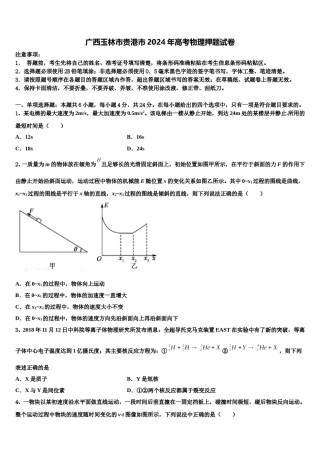 广西玉林市贵港市2024年高考物理押题试卷含解析.doc