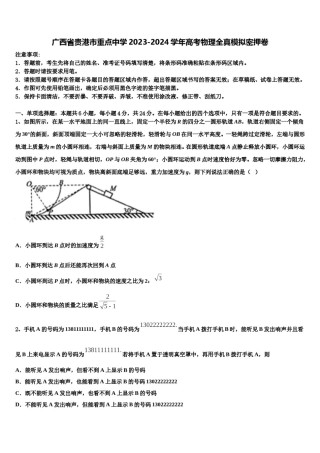 广西省贵港市重点中学2023-2024学年高考物理全真模拟密押卷含解析.doc