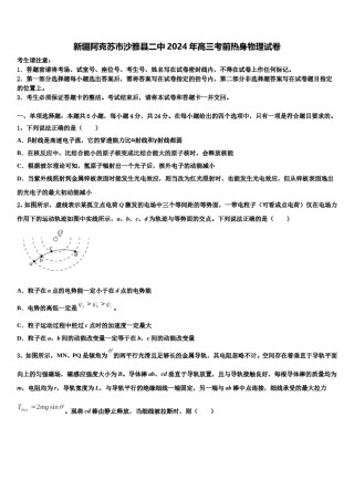 新疆阿克苏市沙雅县二中2024年高三考前热身物理试卷含解析.doc