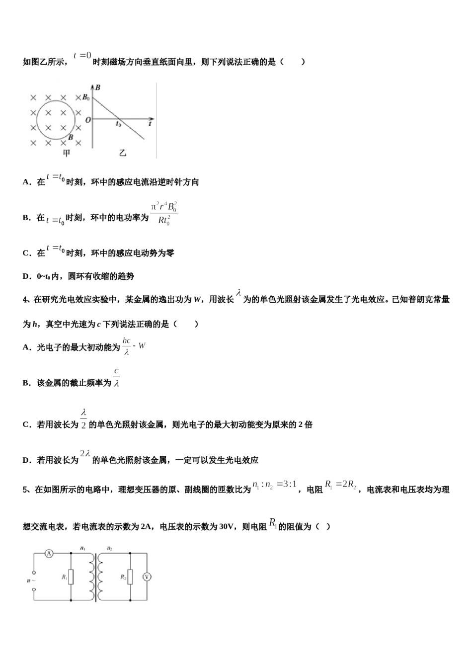 江苏省北大附属宿迁实验学校2024年高考冲刺模拟物理试题含解析.doc_第2页
