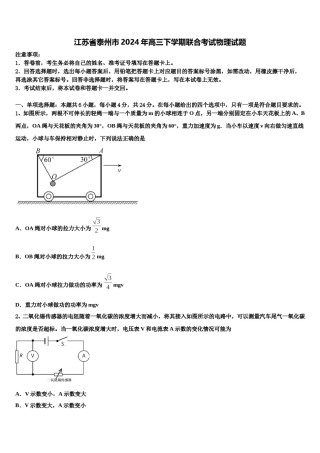 江苏省泰州市2024年高三下学期联合考试物理试题含解析.doc